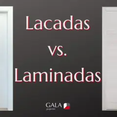 Puertas lacadas vs. laminadas: una blanca con diseño curvo y otra de madera clara.