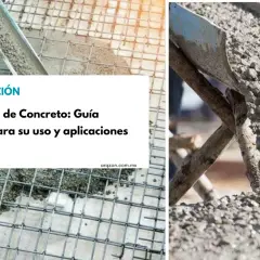 Proporcion hormigon fresco vertiéndose sobre una malla de refuerzo en una obra de construcción.