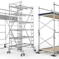 Tres tipos de andamios modulares de aluminio, listos para cualquier proyecto de construcción o mantenimiento.