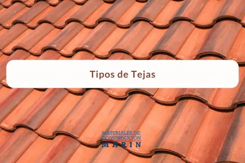 Detalle de varios tipos de tejas de barro, con un recuadro blanco que dice "Tipos de Tejas".