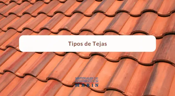 Detalle de varios tipos de tejas de barro, con un recuadro blanco que dice "Tipos de Tejas".
