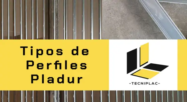 Estructura metálica para pladur, mostrando diferentes tipos de perfiles para pladur. Logo de Tecniplac.